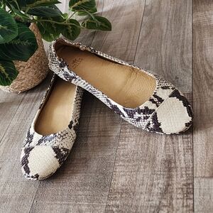 Peter Millar Driving Ballet Flats in Snake Embossed Full-Grain Leather SZ 6.5